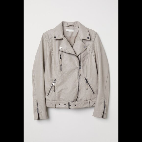 H&M Jackets & Blazers - H&M Beige Faux Leather Moto Jacket | US 2 / EUR 34 | NWT